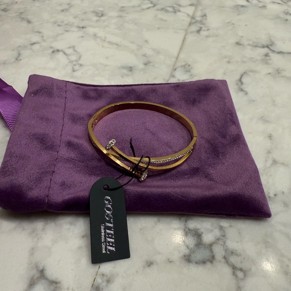 Gold and Silver Bangle with Rhinestones